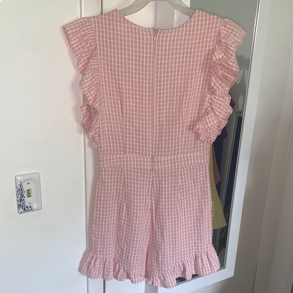 Pink Gingham Ruffle Romper - Picture 6 of 9